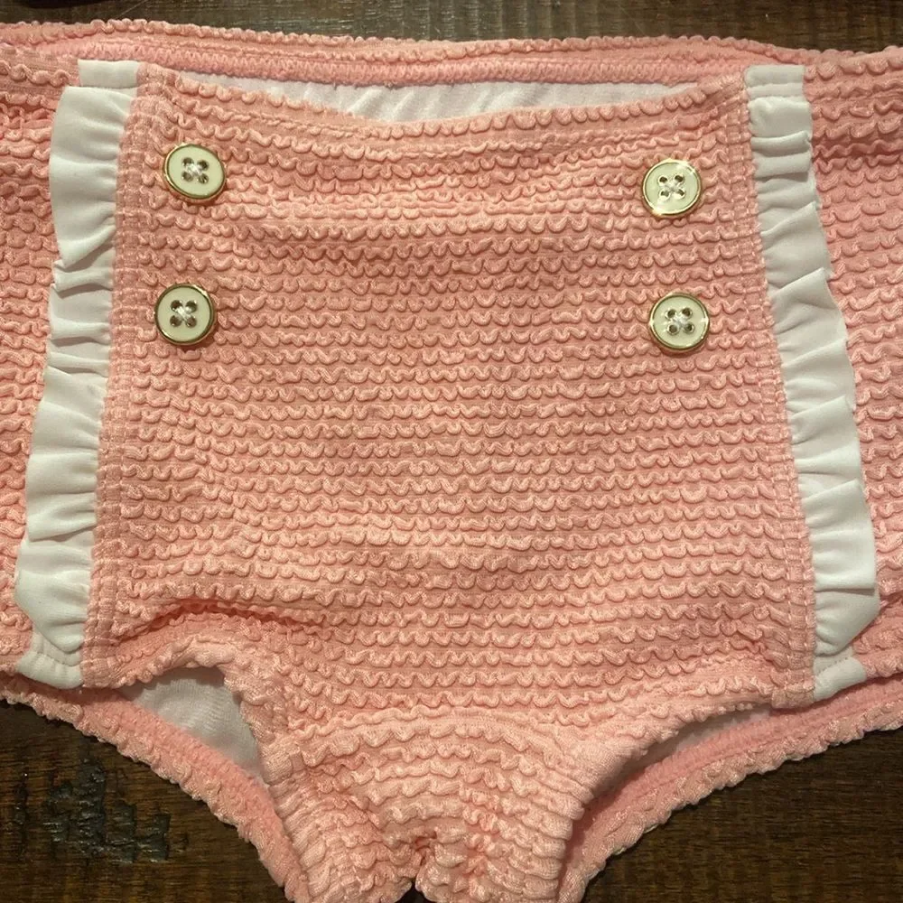Janie & Jack Pink and White Textured Bikini Set 18-24 months